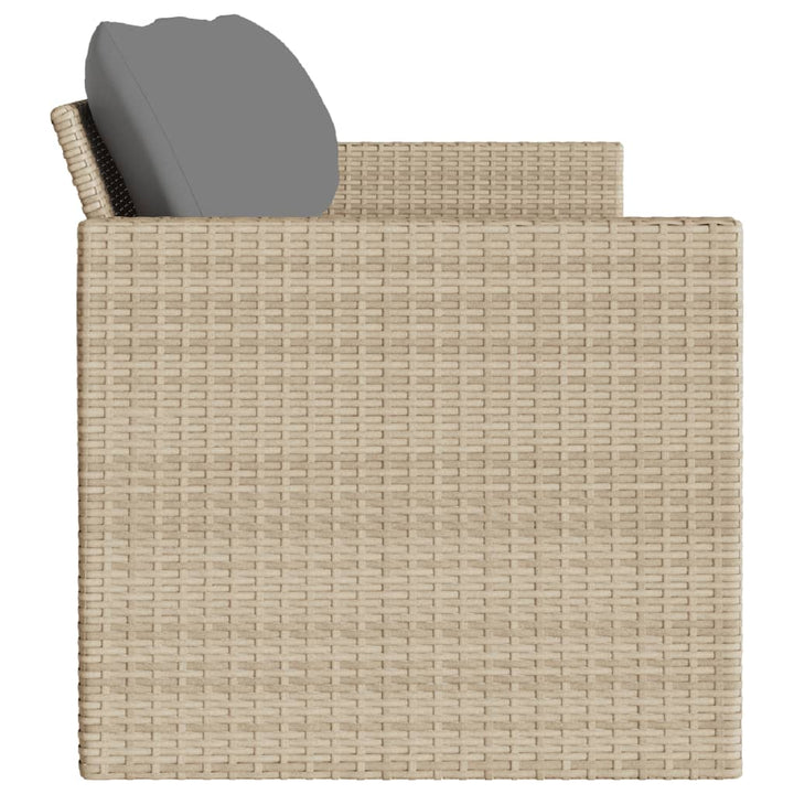 Gartensofa mit Kissen 3-Sitzer Beige Poly Rattan