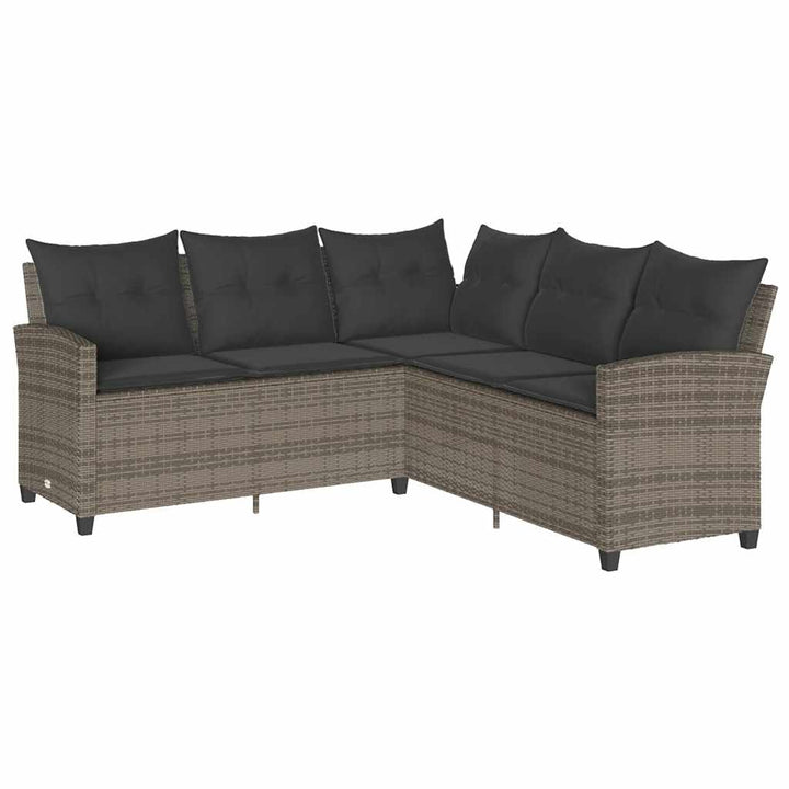 L-förmiges Couchsofa mit Kissen Graues Polyrattan