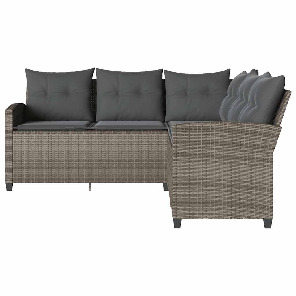 L-förmiges Couchsofa mit Kissen Graues Polyrattan