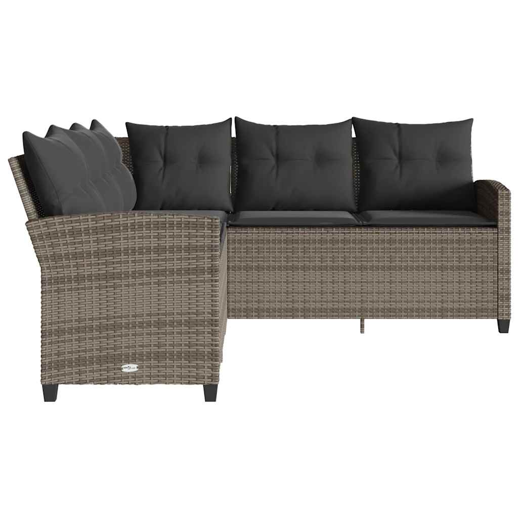 L-förmiges Couchsofa mit Kissen Graues Polyrattan