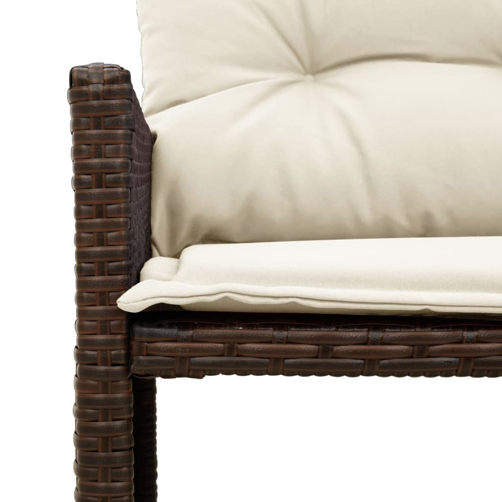 Gartensofa in L-Form mit Tisch und Kissen Braun Poly Rattan