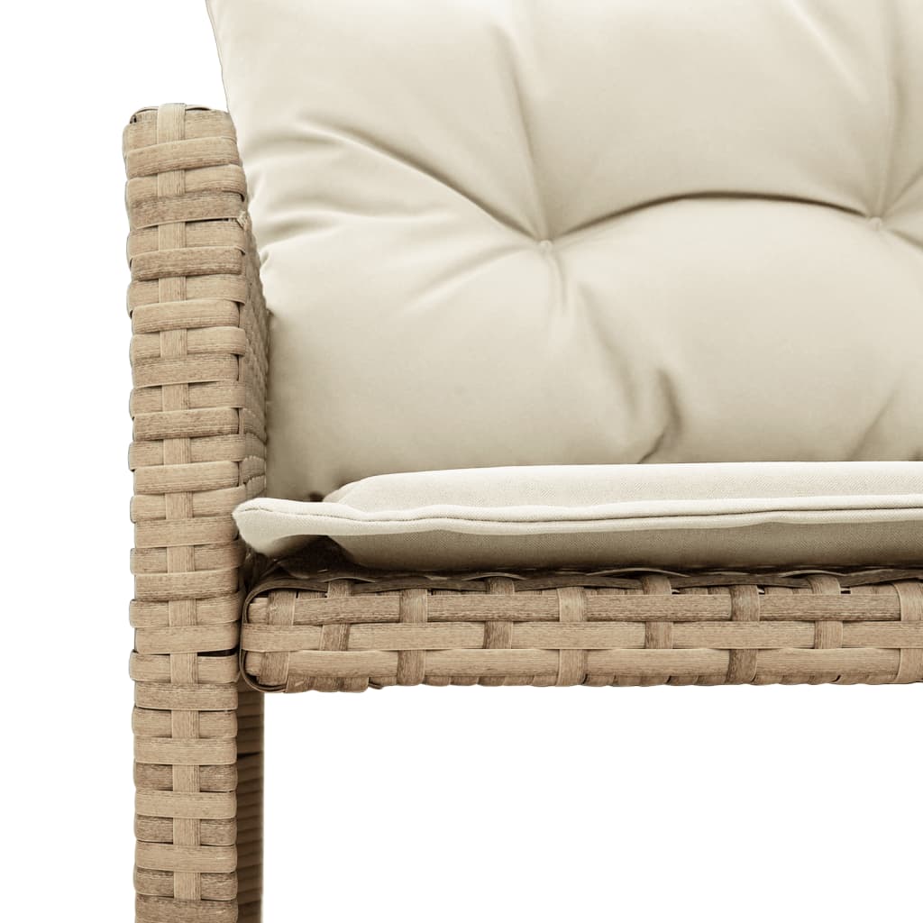 Gartensofa in L-Form mit Tisch und Kissen Beige Poly Rattan