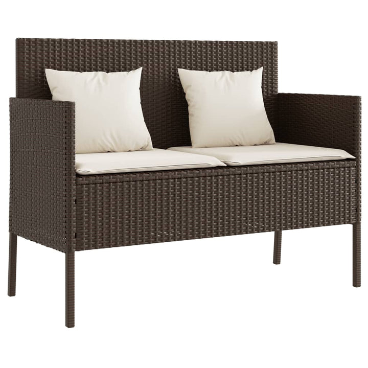 Gartenbank mit Kissen Braun Poly Rattan