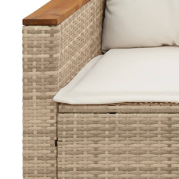 Gartensofa mit Kissen 3-Sitzer Beige Poly Rattan