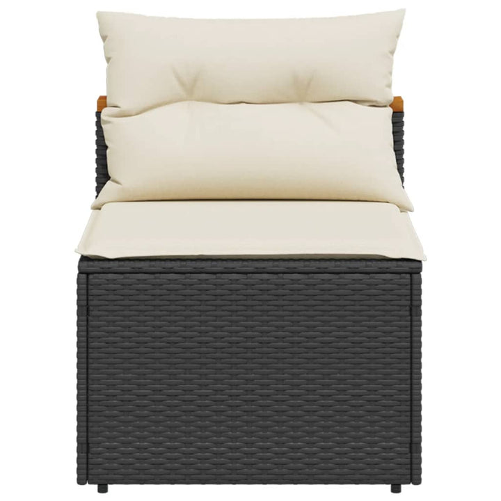 Gartensofas ohne Armlehnen mit Kissen 2 Stk Schwarz Poly Rattan