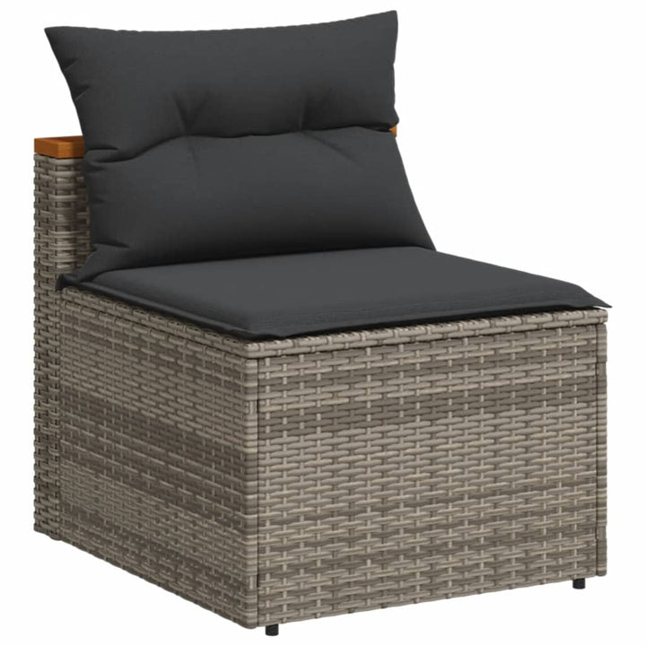 Gartensofas ohne Armlehnen mit Kissen 2 Stk. Grau Poly Rattan