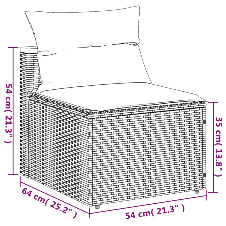 Gartensofas ohne Armlehnen mit Kissen 2 Stk. Grau Poly Rattan