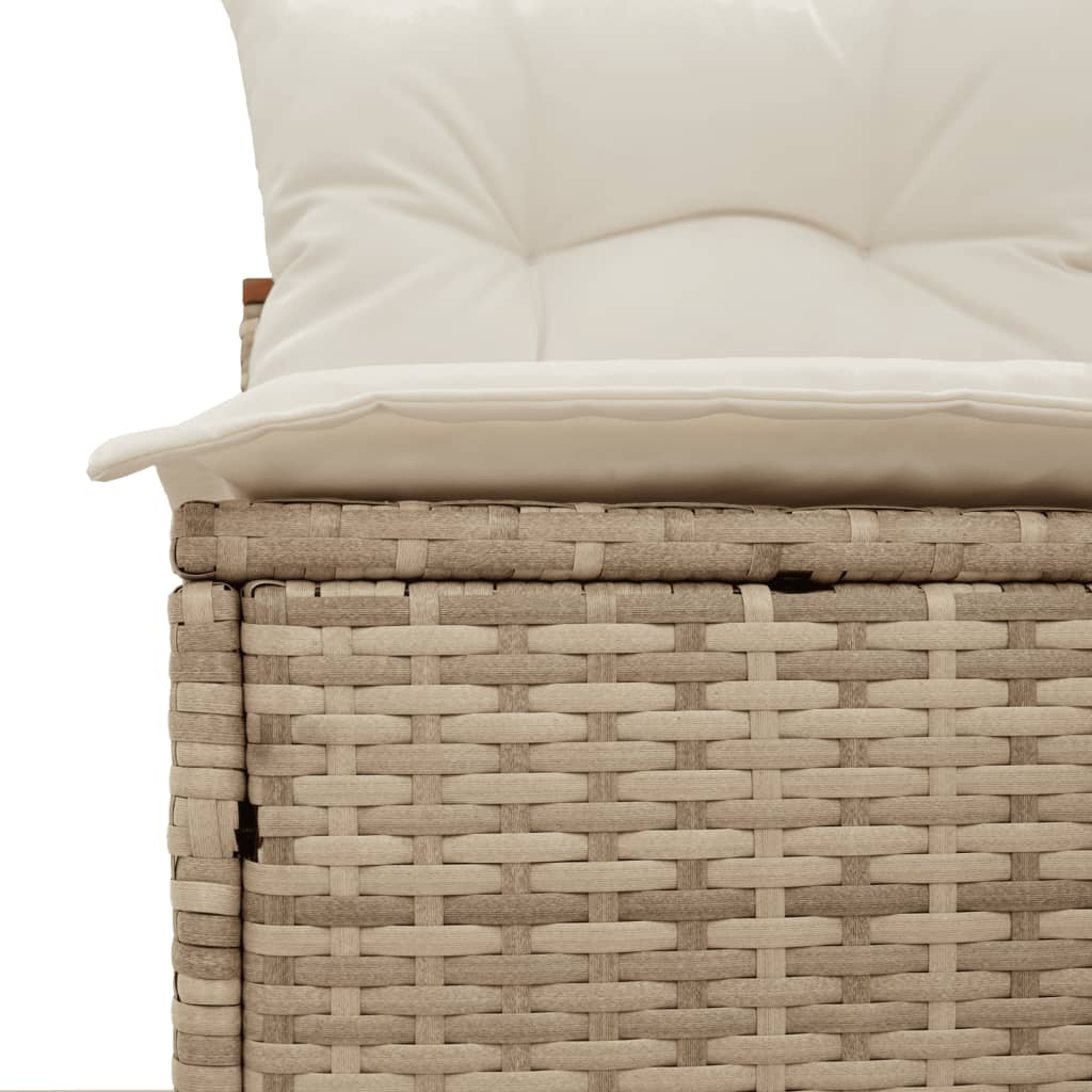 Gartensofas ohne Armlehnen mit Kissen 2 Stk. Beige Poly Rattan