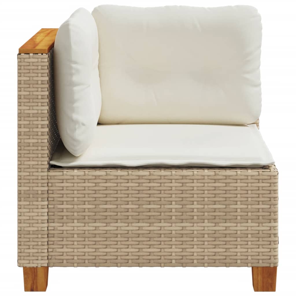 Garten-Ecksofa mit Kissen Beige Poly Rattan