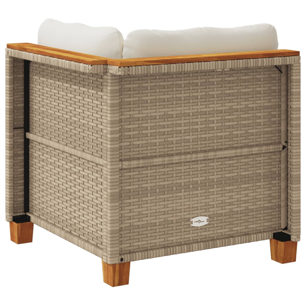 Garten-Ecksofa mit Kissen Beige Poly Rattan