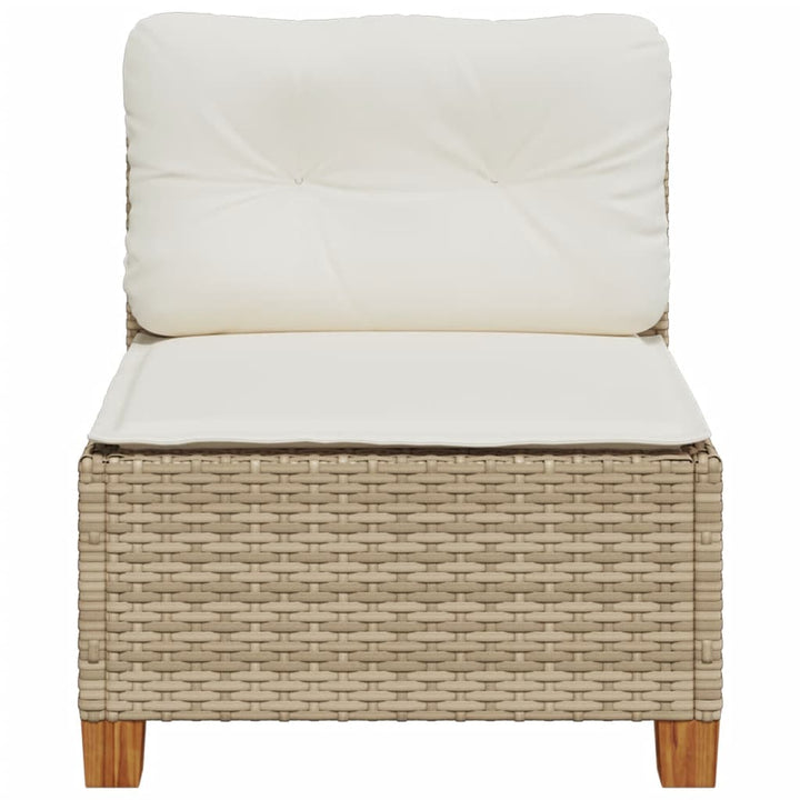 Gartensofa ohne Armlehnen mit Kissen Beige Poly Rattan