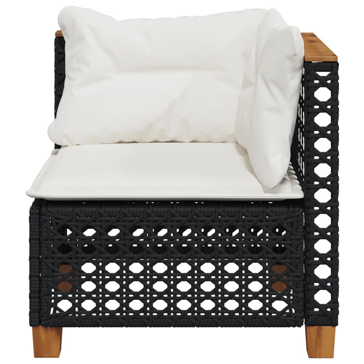 Garten-Ecksofa mit Kissen Schwarz Poly Rattan