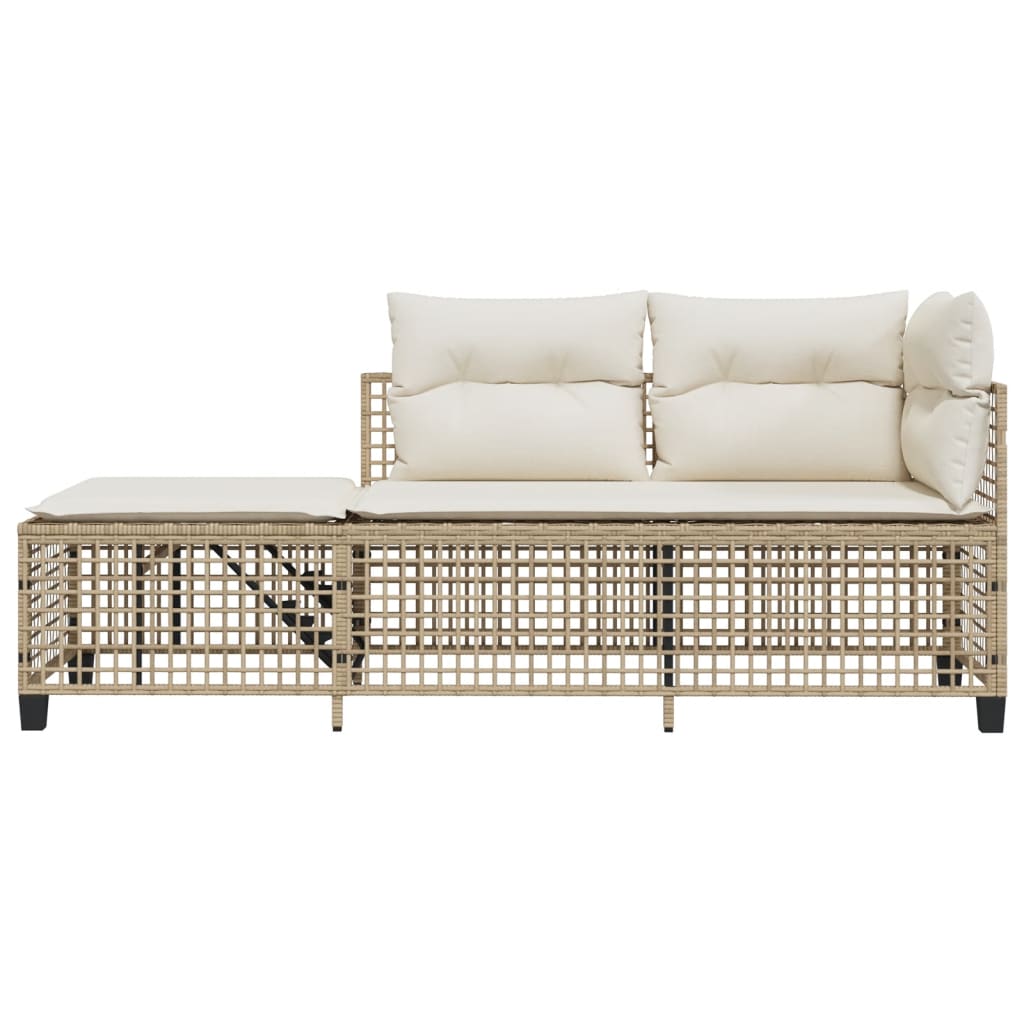 3-tlg. Garten-Ecksofa-Set mit Kissen Beige Poly Rattan