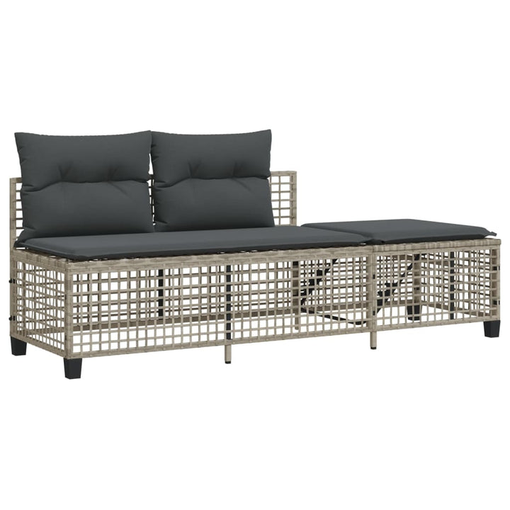 3-tlg. Garten-Ecksofa-Set mit Kissen Hellgrau Poly Rattan