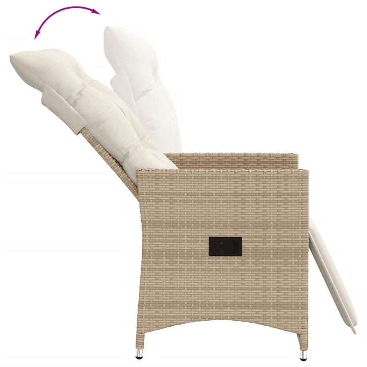 Gartensessel mit Kissen 2 Stk. Verstellbar Beige Poly Rattan