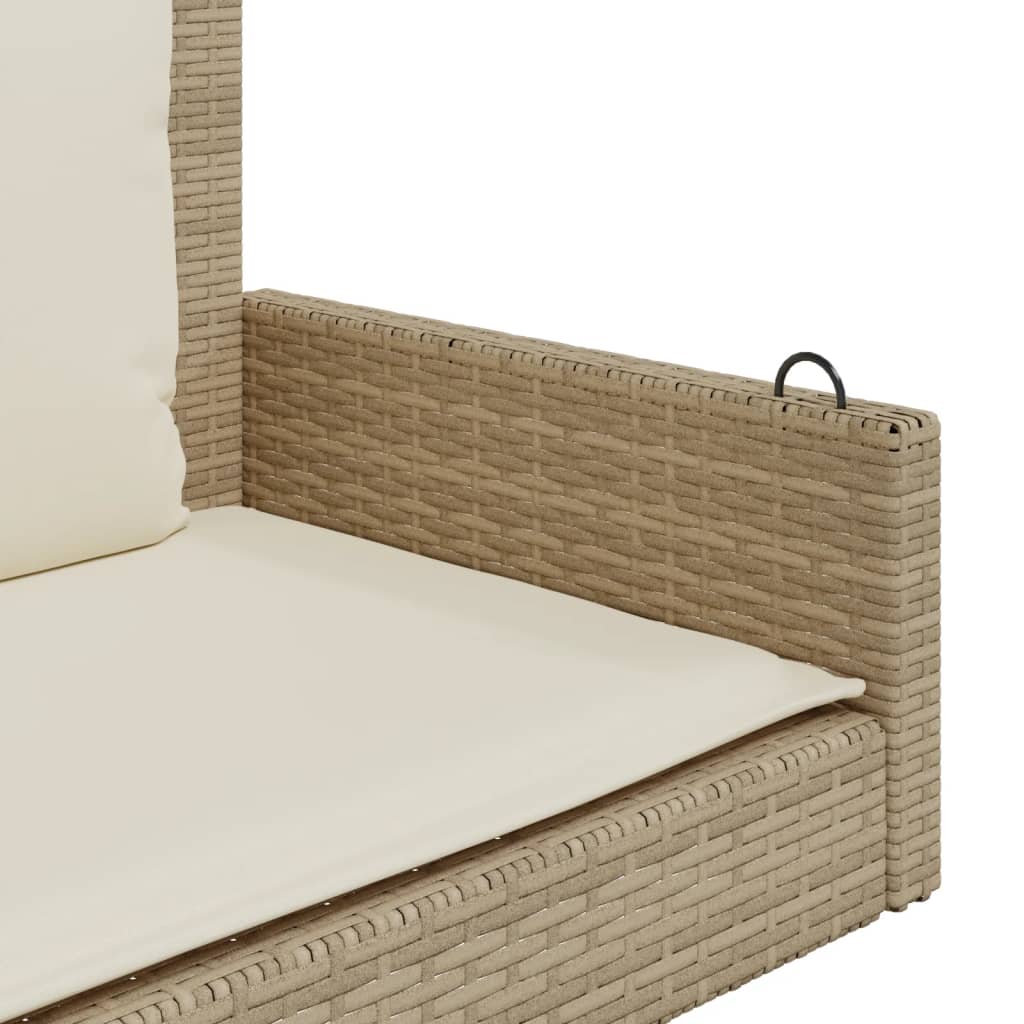 Banco colgante con cojín polirratán beige 119x56x48 cm