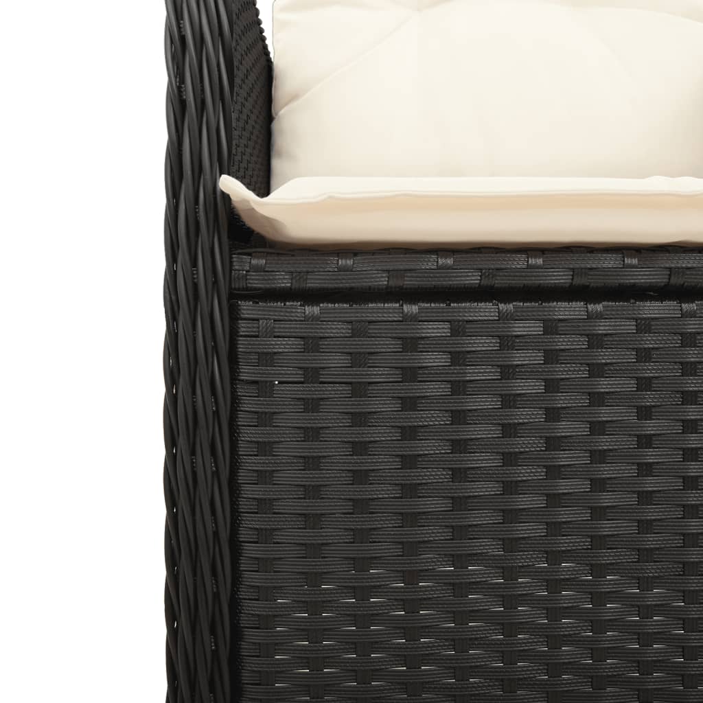 Gartensessel mit Kissen 2 Stk. Verstellbar Schwarz Poly Rattan