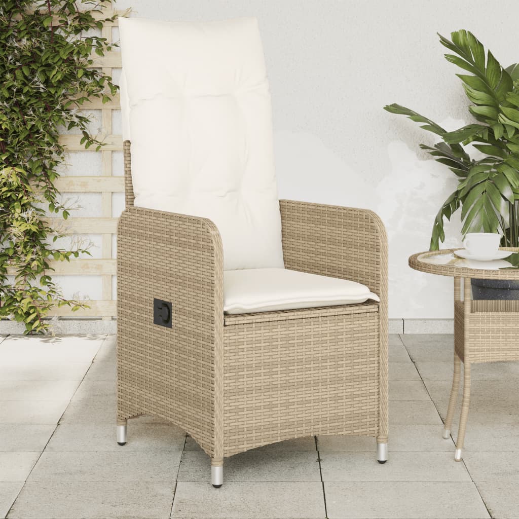 Sillones de jardín con cojines 2 uds. Poliratán beige ajustable.