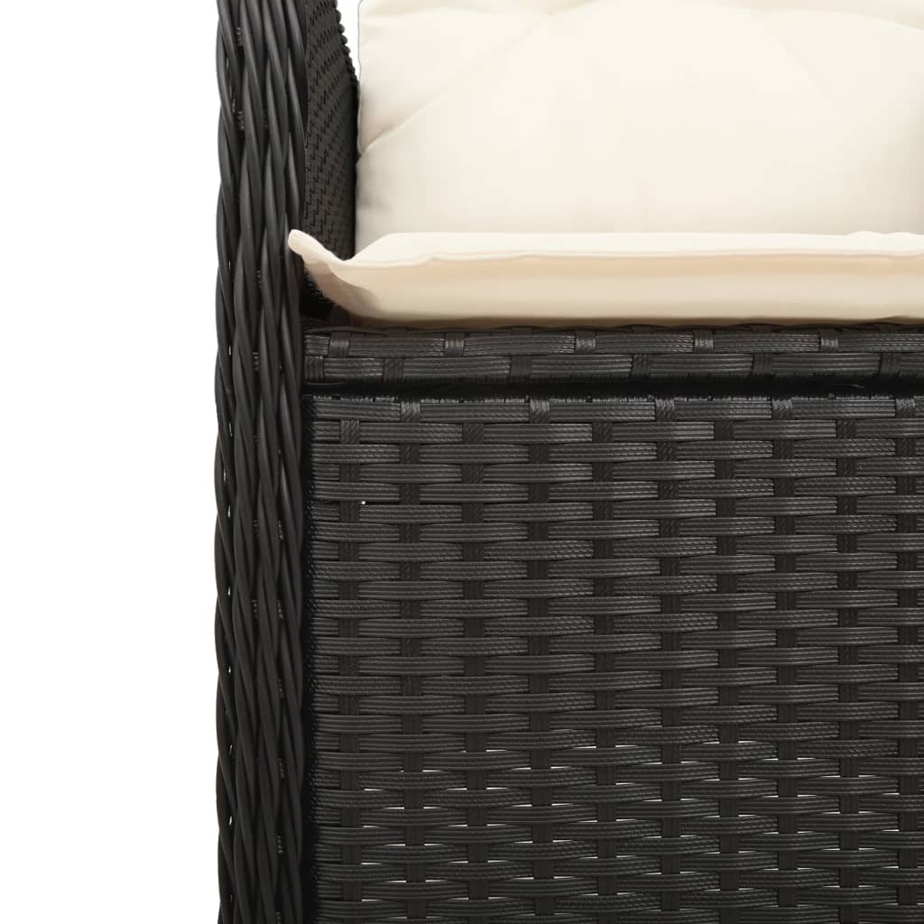 Outdoor-Lehnstühle 2 Stk. mit Tisch Schwarz Poly-Rattan