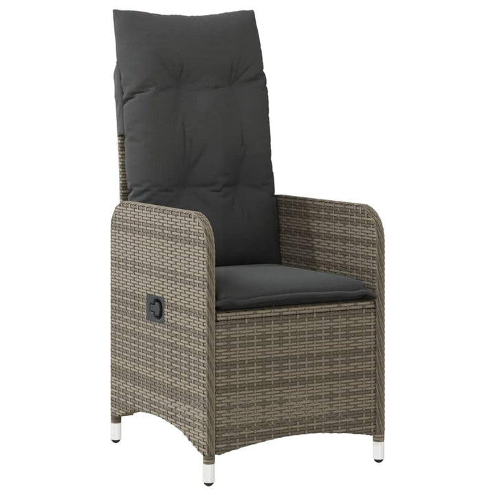 Sillones exterior 2 piezas con mesa poli rattan gris