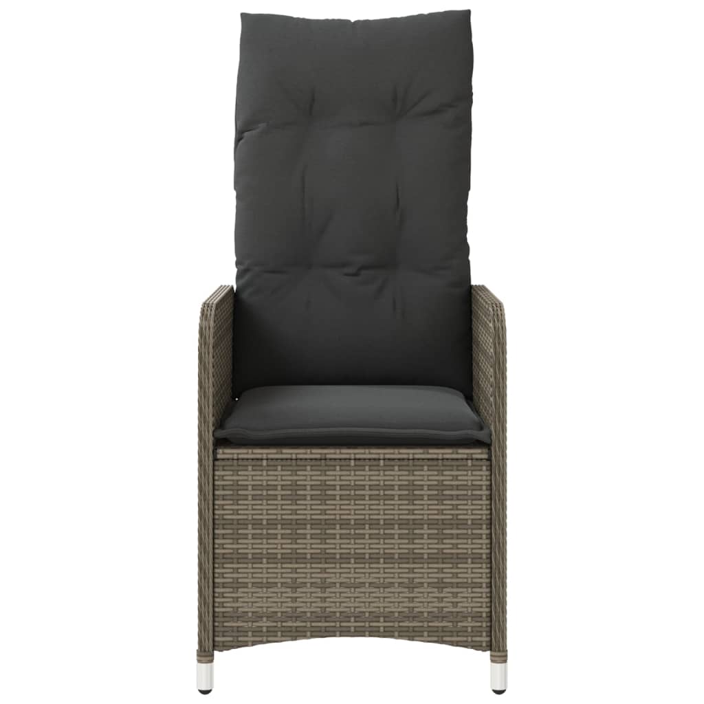 Sillones exterior 2 piezas con mesa poli rattan gris