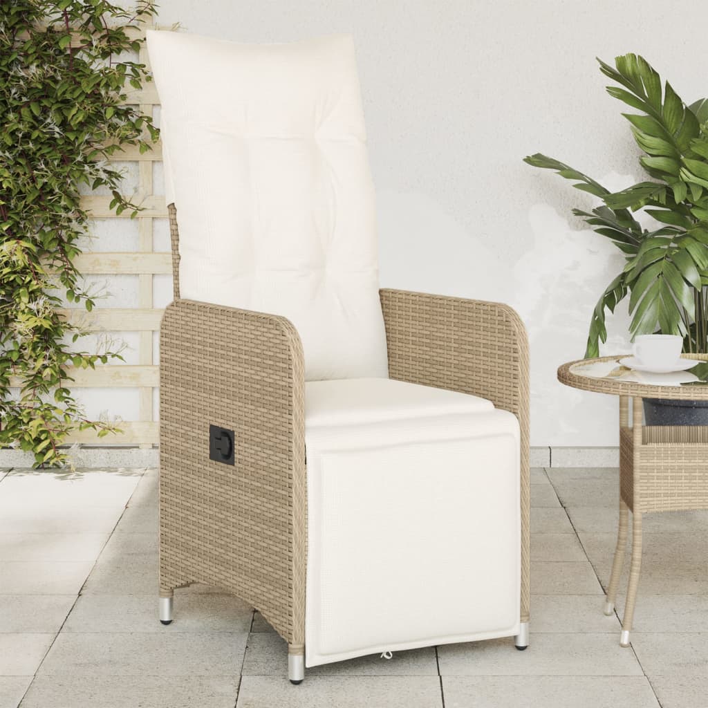 Sillones de jardín con cojines 2 uds. Poliratán beige ajustable.