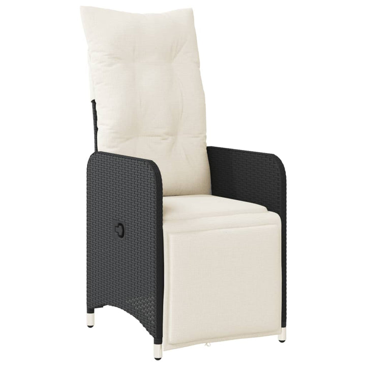 Sillones exterior 2 piezas con mesa poli rattan negro