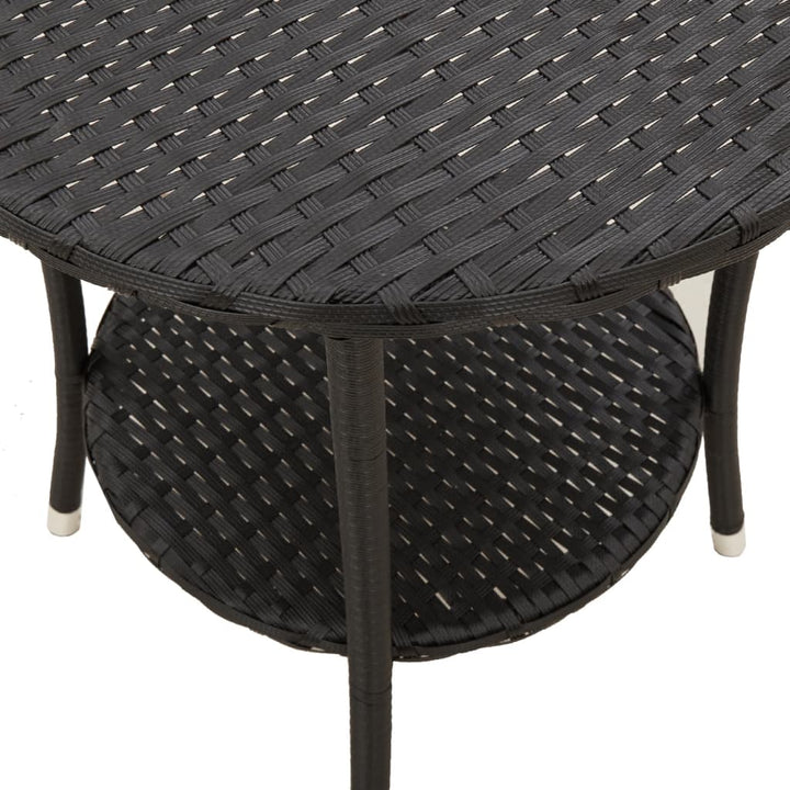 Sillones exterior 2 piezas con mesa poli rattan negro