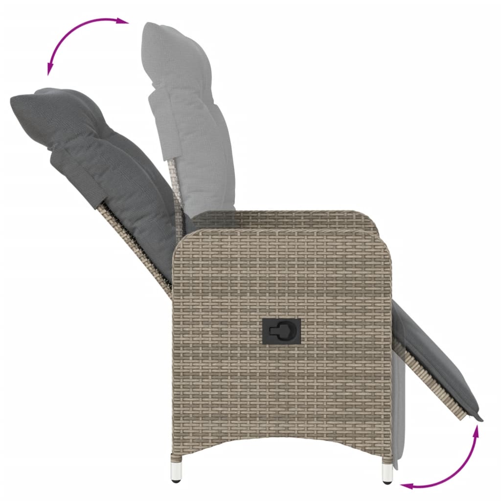 Outdoor-Lehnstühle 2 Stk. mit Tisch Grau Poly Rattan