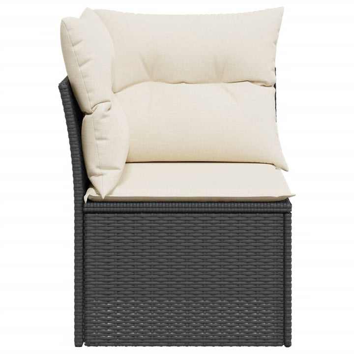 Garten-Ecksofa mit Kissen Schwarz Poly Rattan