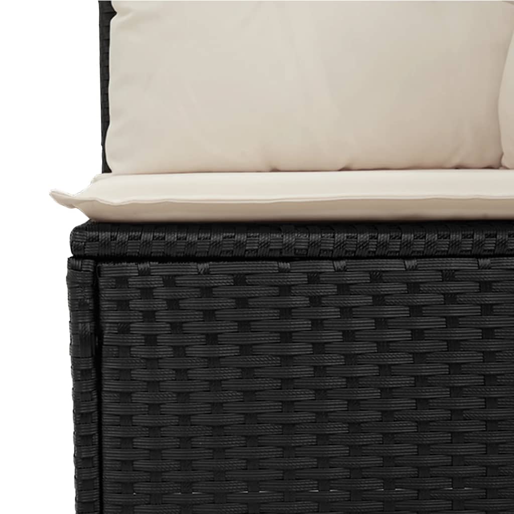 Garten-Ecksofa mit Kissen Schwarz Poly Rattan