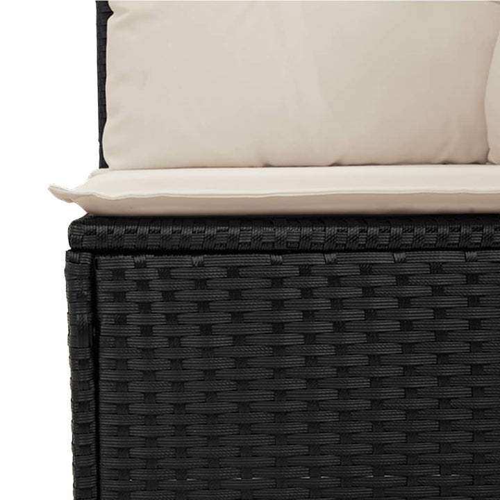 Sillón de jardín sin reposabrazos con cojines Poly Rattan negro