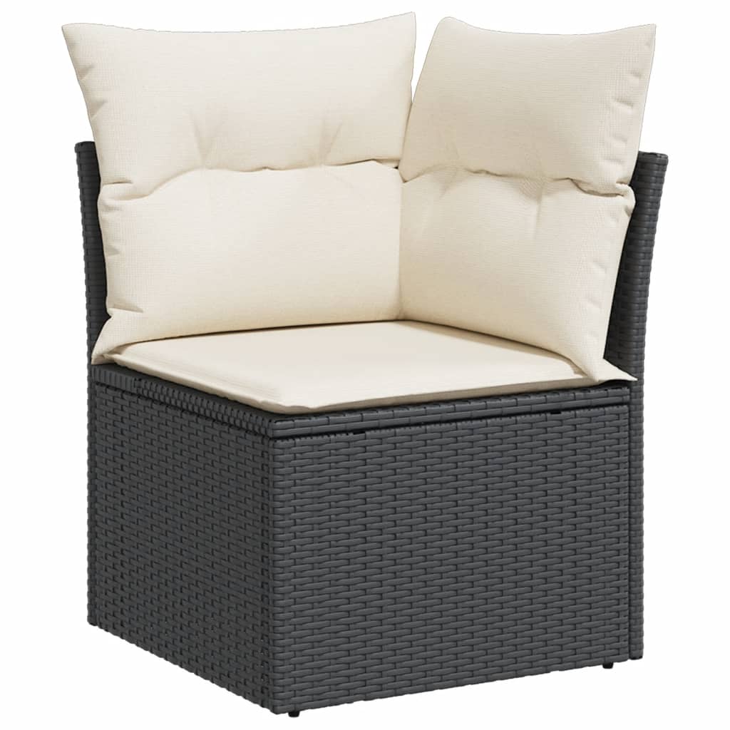 Garten-Ecksofa mit Kissen Schwarz Poly Rattan