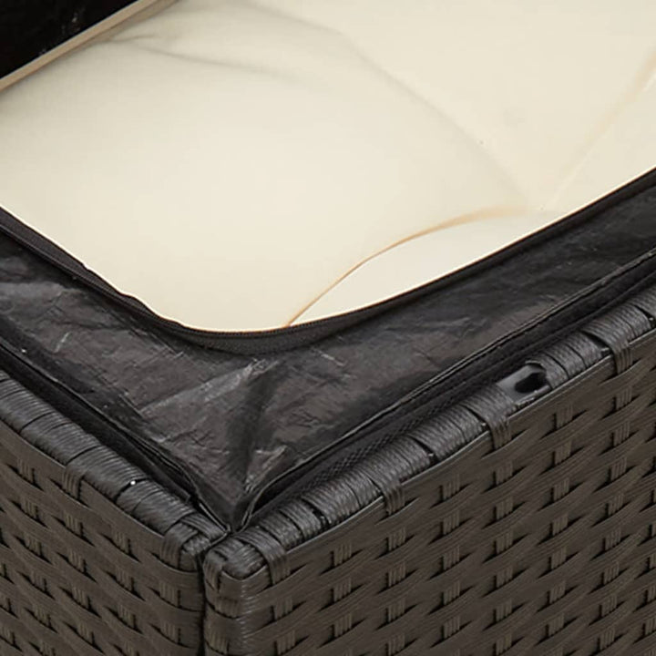 Gartensofa mit Kissen 2-Sitzer Schwarz Poly Rattan