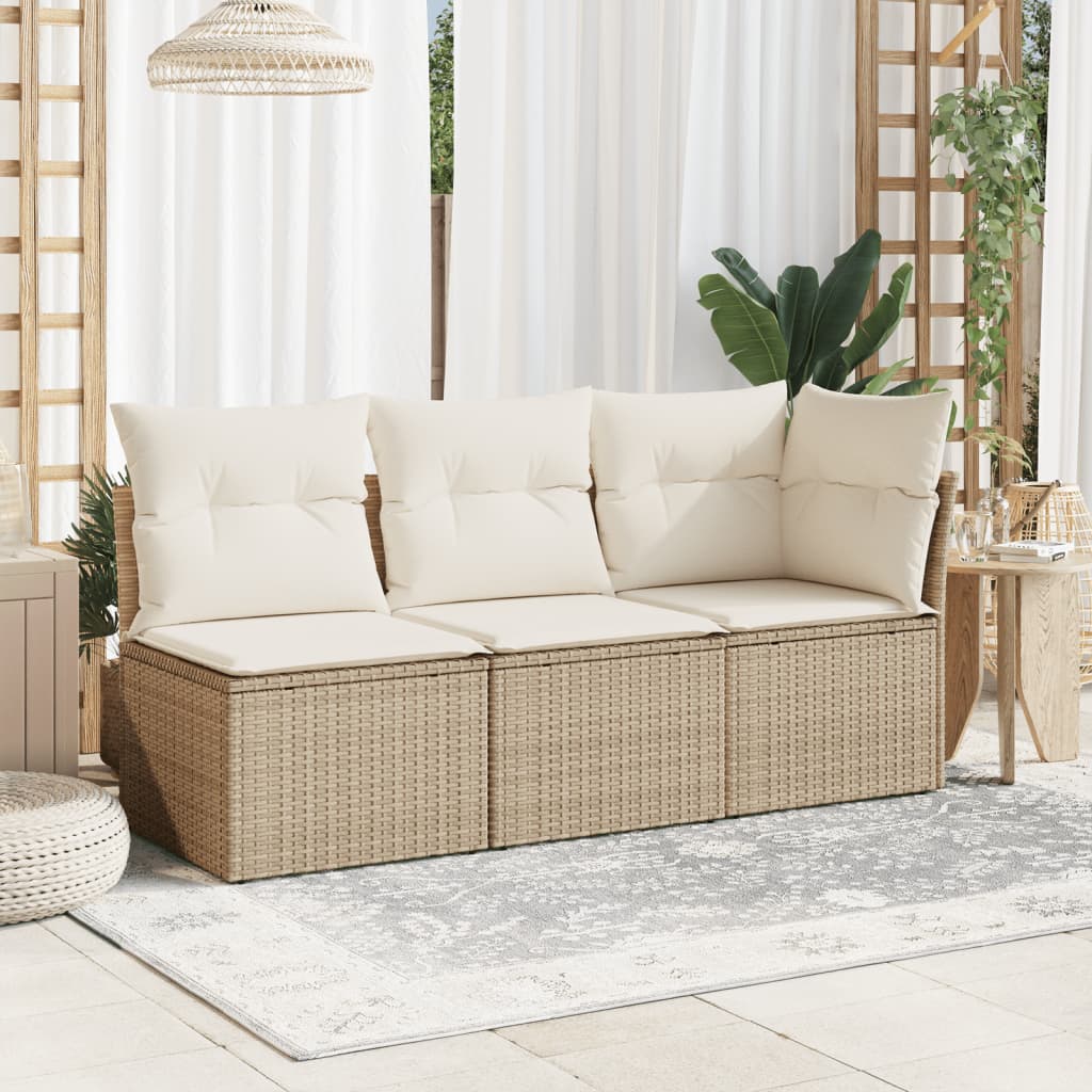 Garten-Ecksofa mit Kissen Beige Poly Rattan