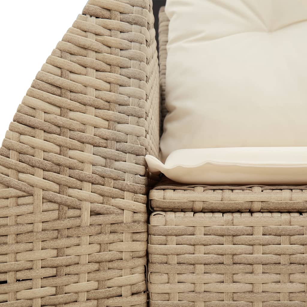 Gartensofa mit Kissen 2-Sitzer Beige Poly Rattan