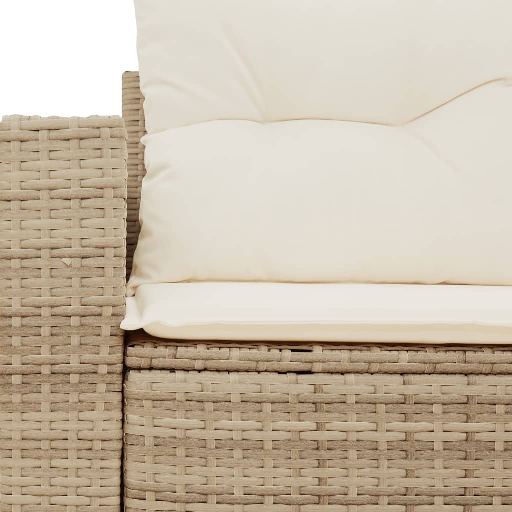 Gartensofa mit Kissen 2-Sitzer Beige Poly Rattan