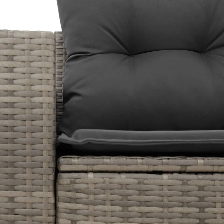 Gartensofa 2-Sitzer mit Kissen Grau Poly Rattan