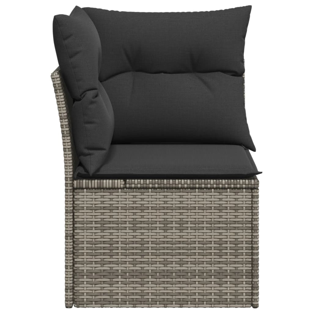 Garten-Ecksofa mit Kissen Grau Poly Rattan