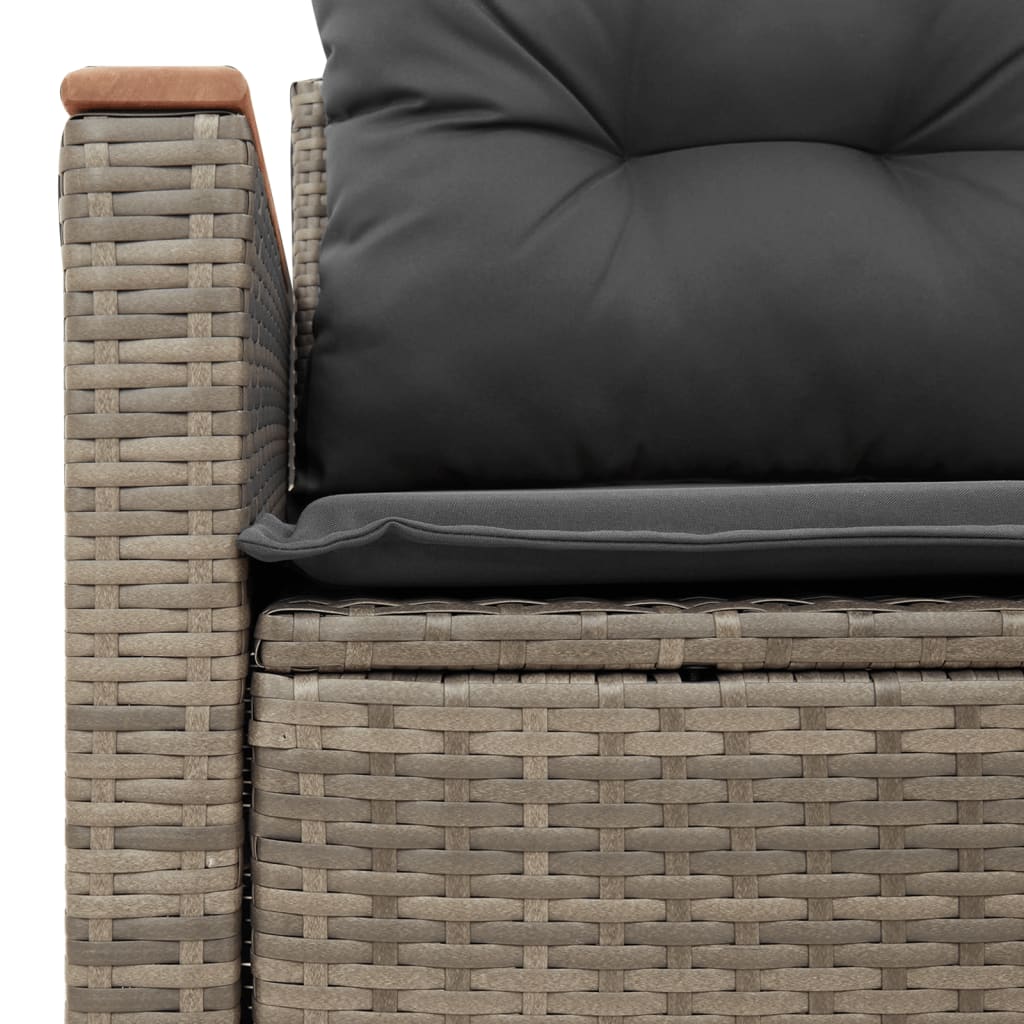 Gartensofa 2-Sitzer mit Kissen Grau Poly Rattan