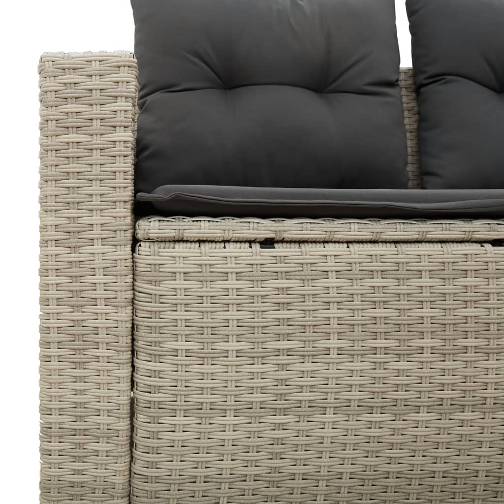 Gartensofa mit Kissen 2-Sitzer Hellgrau Poly Rattan