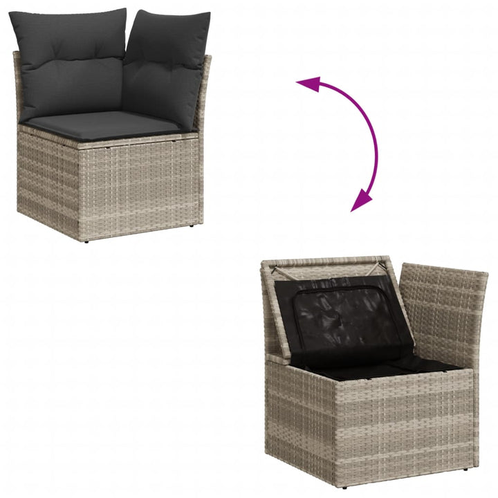 Garten-Ecksofa mit Kissen Hellgrau Poly Rattan