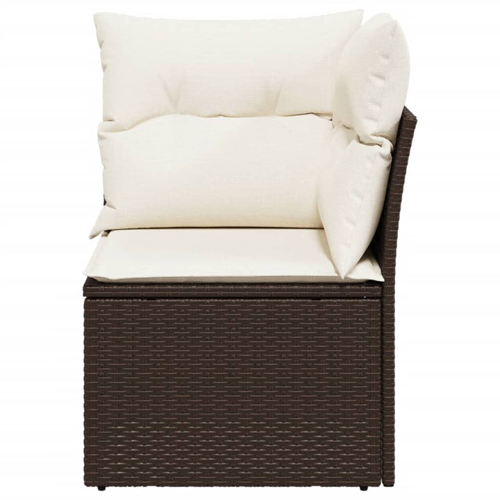 Garten-Ecksofa mit Kissen Braun Poly Rattan