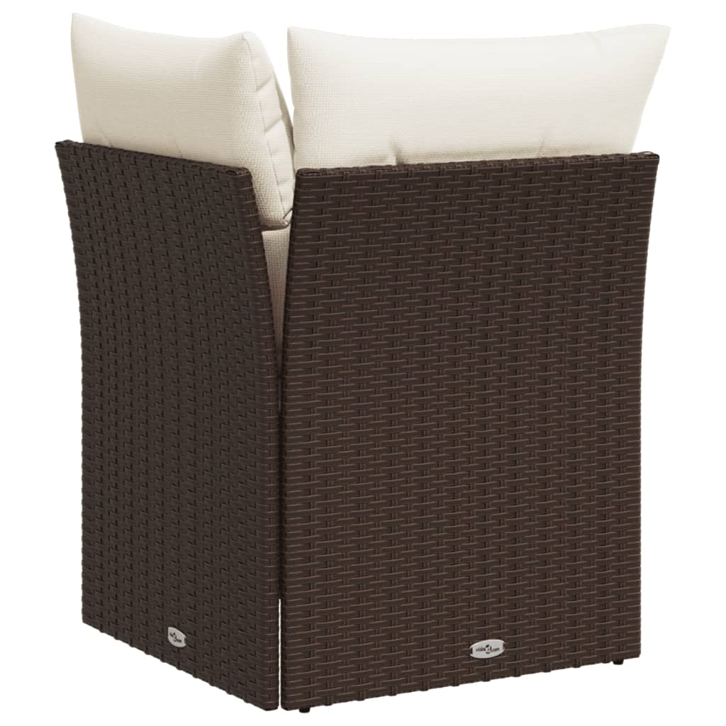 Garten-Ecksofa mit Kissen Braun Poly Rattan