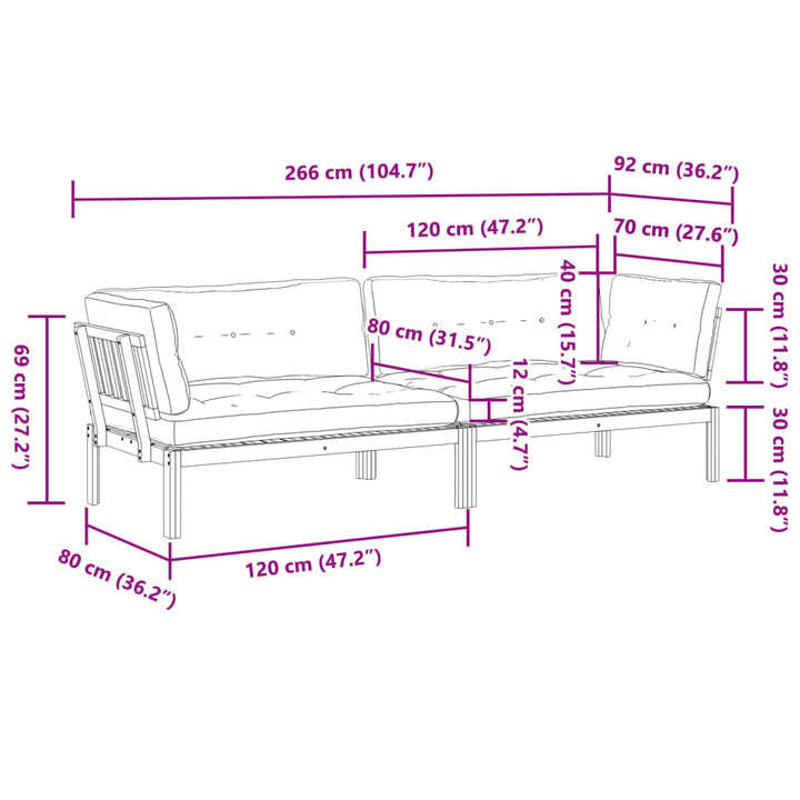 Garten-Ecksofas aus Paletten mit Kissen 2 Stk Massivholz Akazie