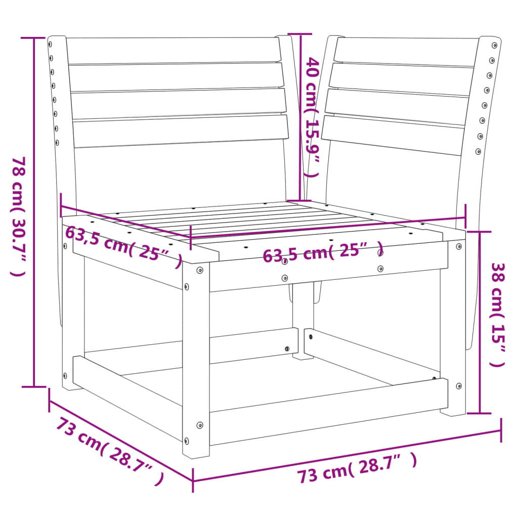 Garten-Ecksofa 73x73x78 cm Massivholz Kiefer