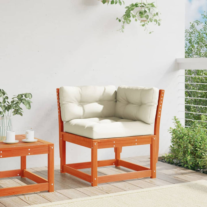 Garten-Ecksofa mit Kissen Wachsbraun Massivholz Kiefer