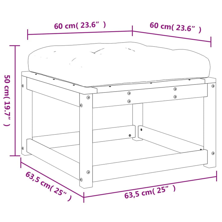 Gartenhocker mit Kissen Massivholz Douglasie