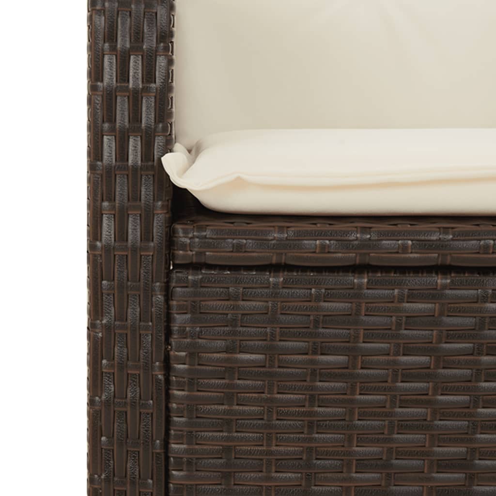 Gartenbank Verstellbar mit Kissen Braun Poly Rattan