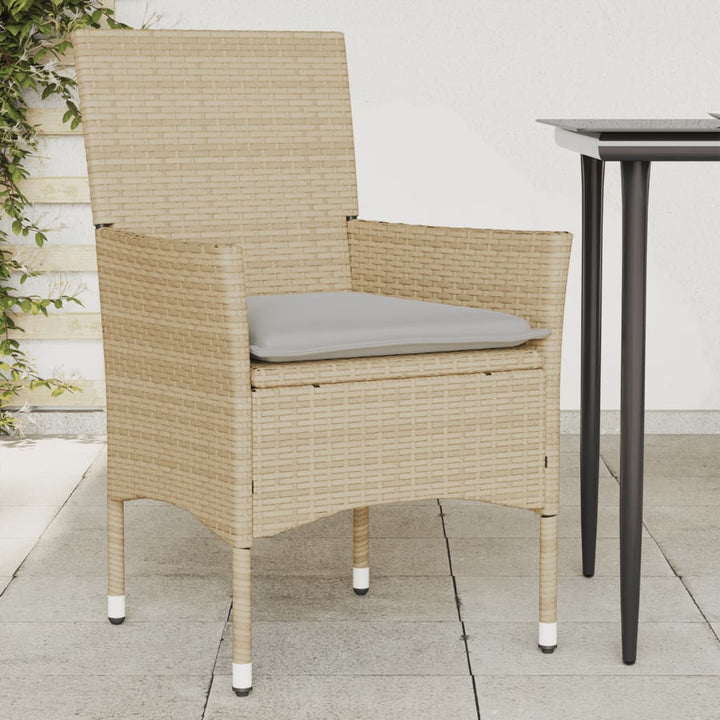 Gartenstühle mit Kissen 2 Stk. Beige Poly Rattan